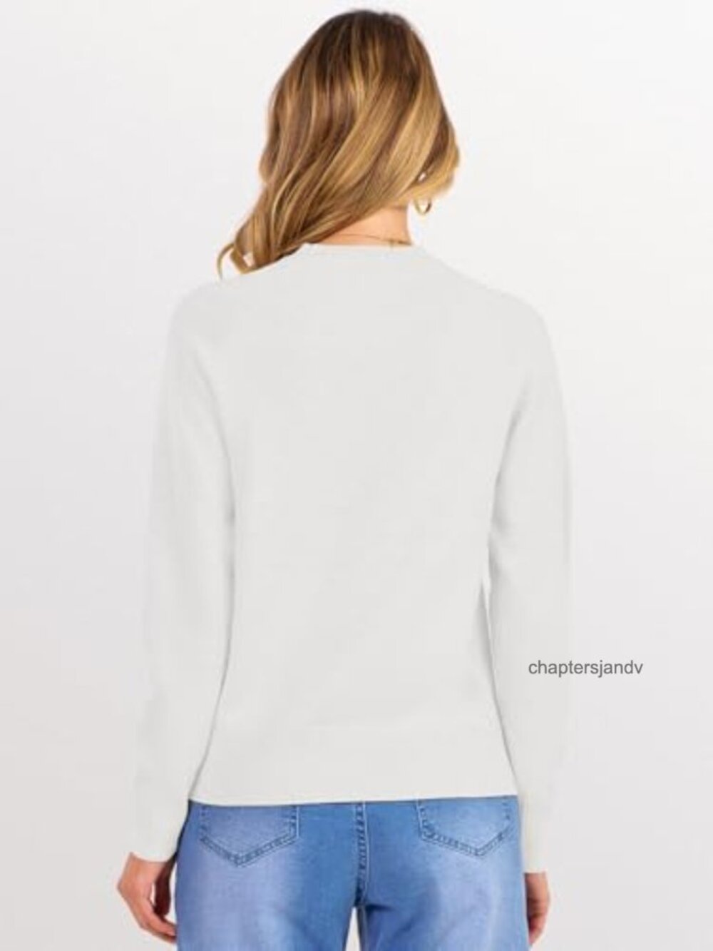 Women's Long Sleeve Crew Neck Lightweight Knit Sweater Top Casual - Picture 4 of 6